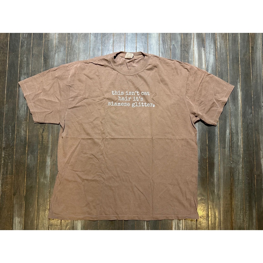 Comfort Colors Siamese Glitter Cat Hair Brown Graphic T-Shirt Cocoa
